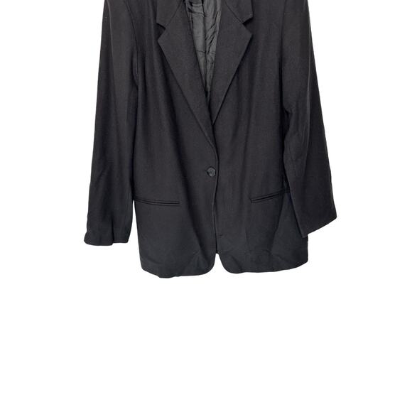 Vintage Black Academia Single Button Oversized Preppy Wool Blazer Size 14 - Picture 5 of 12